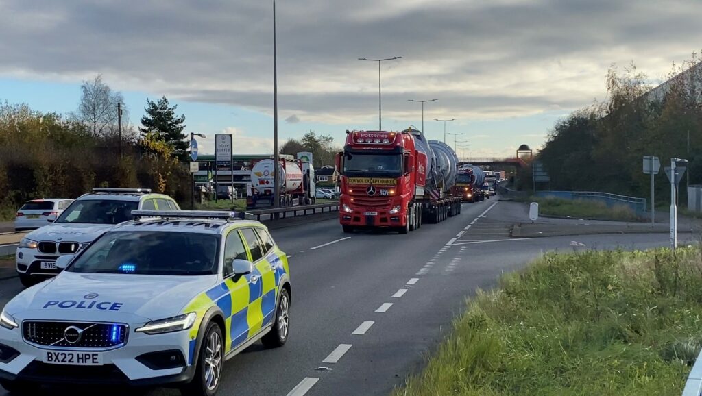 Police Escorting Abnormal Load Transport